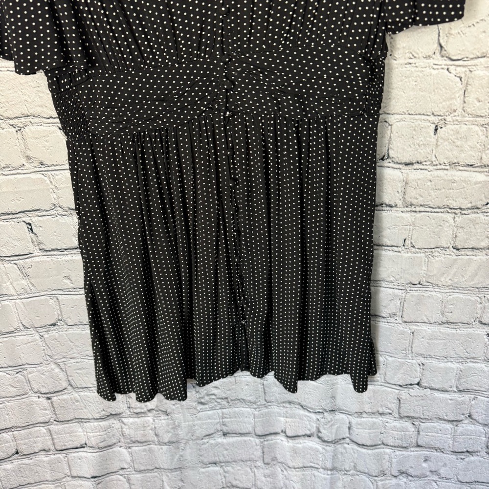 a new day NWT Black White Polka Dot Dress Short Sleeve A-Line V-Neck Size Large - Picture 4 of 9